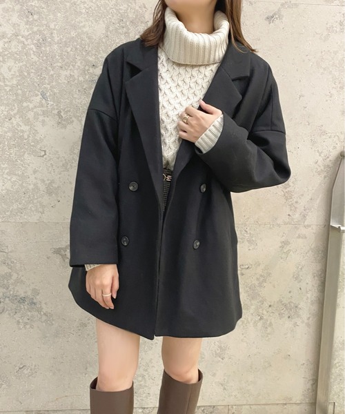 apres jour（アプレジュール）の「ゆるジャケットアウター【ZOZOTOWN限定アイテム】（チェスターコート・レディース・ピンクベージュ/モカ/ブラック/アイボリー・フリー/X-LARGE）」の12枚目の写真