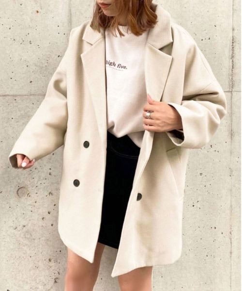 apres jour（アプレジュール）の「ゆるジャケットアウター【ZOZOTOWN限定アイテム】（チェスターコート・レディース・ピンクベージュ/モカ/ブラック/アイボリー・フリー/X-LARGE）」の5枚目の写真