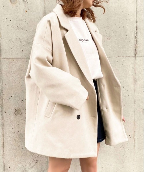 apres jour（アプレジュール）の「ゆるジャケットアウター【ZOZOTOWN限定アイテム】（チェスターコート・レディース・ピンクベージュ/モカ/ブラック/アイボリー・フリー/X-LARGE）」の6枚目の写真