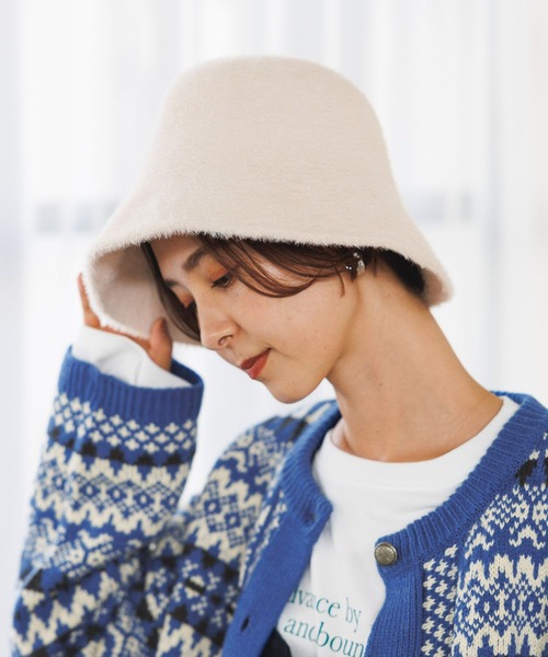 LEPSIM（レプシィム）の「シャギーバケハ　970224（ハット・レディース・アイボリー/ブラック・ONE SIZE）」の2枚目の写真