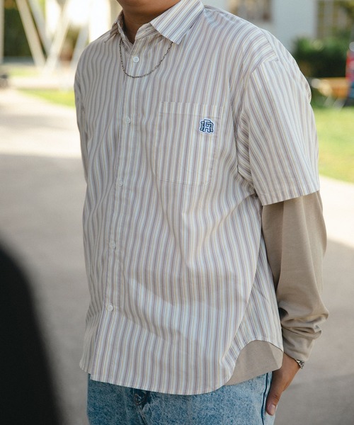 #Re:room（リルーム）の「2WAY切替レイヤードシャツ（シャツ/ブラウス・メンズ・ネイビー/ブラック/ブラウン・S-M/M-L）」の3枚目の写真