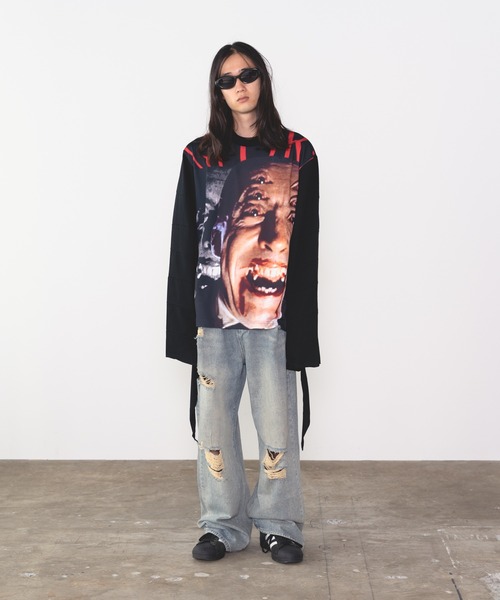 TENDER PERSON（テンダーパーソン）の「TENDER PERSON/テンダーパーソン MUMMY LONG TEE ロンT（Tシャツ/カットソー・メンズ・ブラック/レッド・4/3）」の7枚目の写真