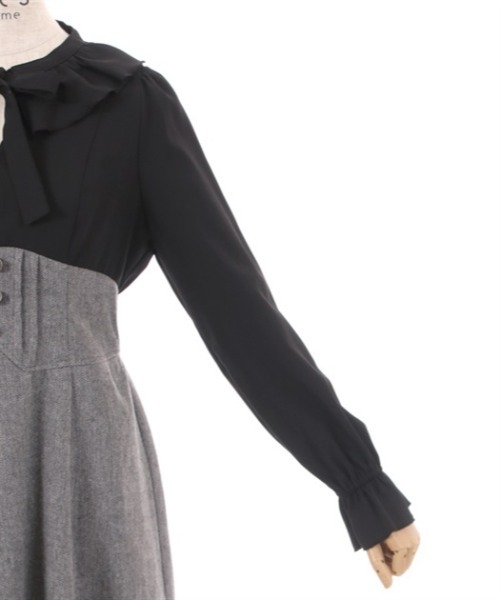 axes femme(アクシーズファム)の「ハイウエストドッキングワンピース(ワンピース・レディース・ピンク/ブラウン/チャコールグレー・FREE)」の14枚目の写真