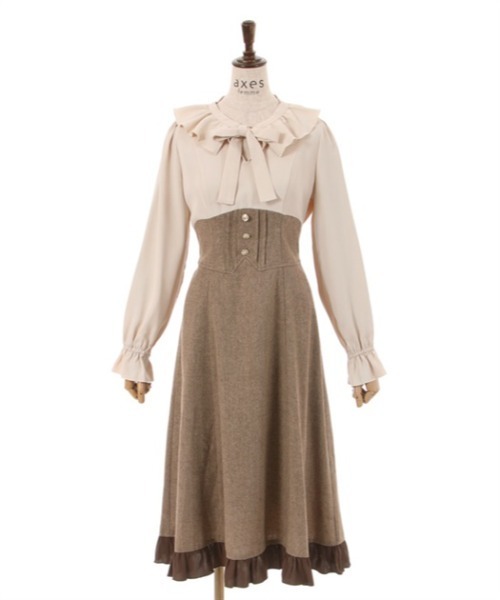 axes femme(アクシーズファム)の「ハイウエストドッキングワンピース(ワンピース・レディース・ピンク/ブラウン/チャコールグレー・FREE)」の15枚目の写真