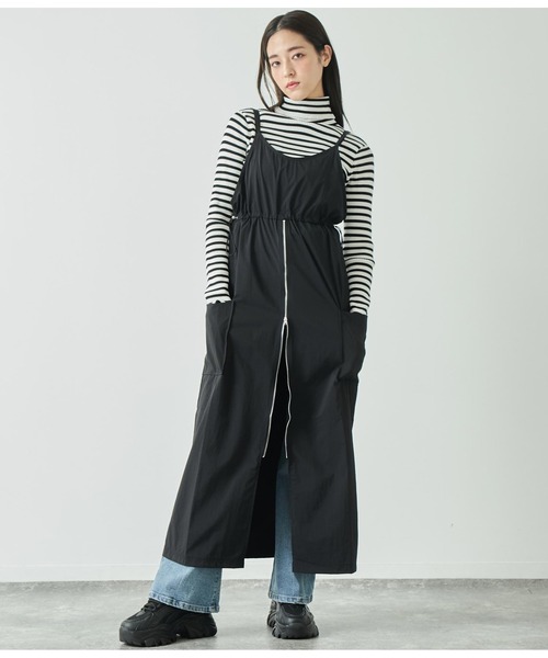ANAP(アナップ)の「フロントジップミリタリーキャミワンピース(ワンピース・レディース・ブラック/グレイッシュベージュ・FREE)」の15枚目の写真