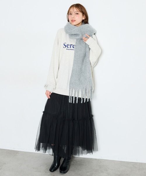 Plantation☆マシュマロ三重ガーゼビックストール/インディゴ×ホワイト♪ INGNI（イング）の「マシュマロストール（ストール/ショール）」 - WEAR