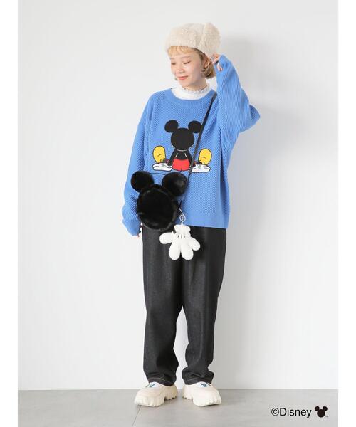 piu1uguale3⭐︎ミッキーコラボセーター美品 ehka sopo（エヘカソポ）の「【Disney】ミッキー/アップリケ刺繍ニット