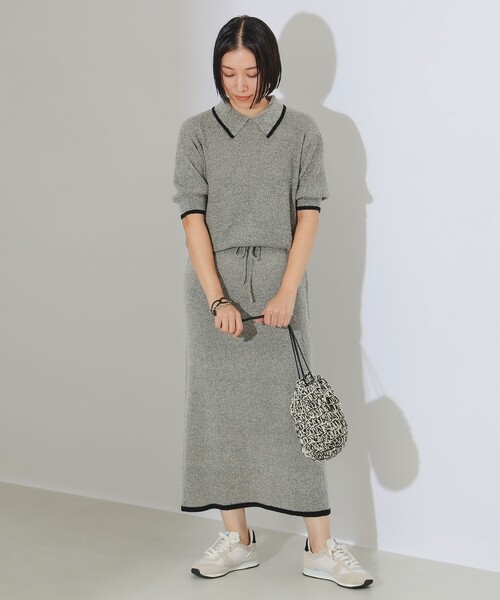 B:MING by BEAMS（ビーミングバイビームス）の「B:MING by BEAMS / ブークレ ニット デザイン ポロシャツ（ニット/セーター・レディース・ブラウン系その他/ネイビー・ONE SIZE）」の3枚目の写真