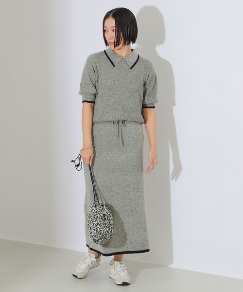 B:MING by BEAMS（ビーミングバイビームス）の「B:MING by BEAMS / ブークレ ニット デザイン ポロシャツ（ニット/セーター・レディース・ブラウン系その他/ネイビー・ONE SIZE）」の4枚目の写真