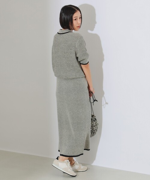 B:MING by BEAMS（ビーミングバイビームス）の「B:MING by BEAMS / ブークレ ニット デザイン ポロシャツ（ニット/セーター・レディース・ブラウン系その他/ネイビー・ONE SIZE）」の5枚目の写真