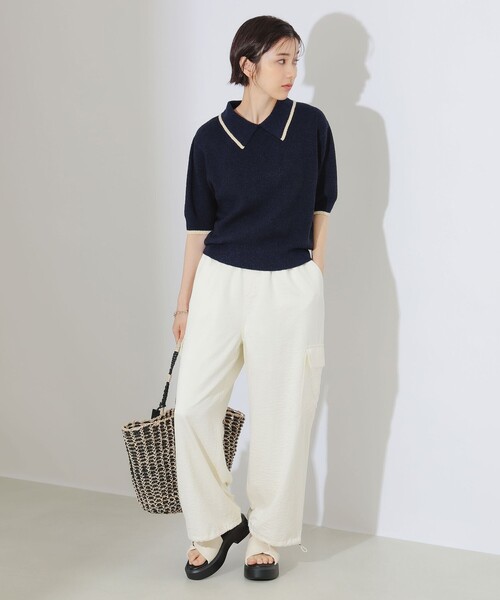 B:MING by BEAMS（ビーミングバイビームス）の「B:MING by BEAMS / ブークレ ニット デザイン ポロシャツ（ニット/セーター・レディース・ブラウン系その他/ネイビー・ONE SIZE）」の9枚目の写真