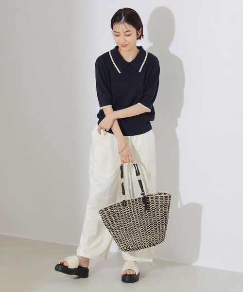 B:MING by BEAMS（ビーミングバイビームス）の「B:MING by BEAMS / ブークレ ニット デザイン ポロシャツ（ニット/セーター・レディース・ブラウン系その他/ネイビー・ONE SIZE）」の10枚目の写真