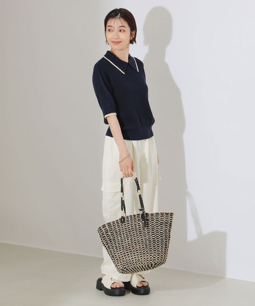 B:MING by BEAMS（ビーミングバイビームス）の「B:MING by BEAMS / ブークレ ニット デザイン ポロシャツ（ニット/セーター・レディース・ブラウン系その他/ネイビー・ONE SIZE）」の11枚目の写真