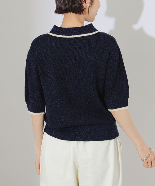 B:MING by BEAMS（ビーミングバイビームス）の「B:MING by BEAMS / ブークレ ニット デザイン ポロシャツ（ニット/セーター・レディース・ブラウン系その他/ネイビー・ONE SIZE）」の17枚目の写真