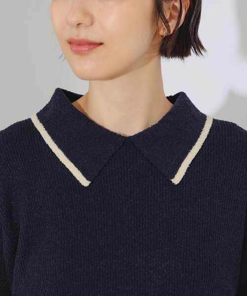 B:MING by BEAMS（ビーミングバイビームス）の「B:MING by BEAMS / ブークレ ニット デザイン ポロシャツ（ニット/セーター・レディース・ブラウン系その他/ネイビー・ONE SIZE）」の18枚目の写真