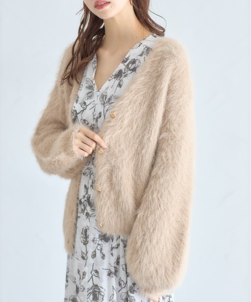 tocco closet（トッコ　クローゼット）の「ロングシャギーニットカーディガン（カーディガン/ボレロ・レディース・ピンクベージュ/グレー系その他/オフホワイト・M）」の21枚目の写真