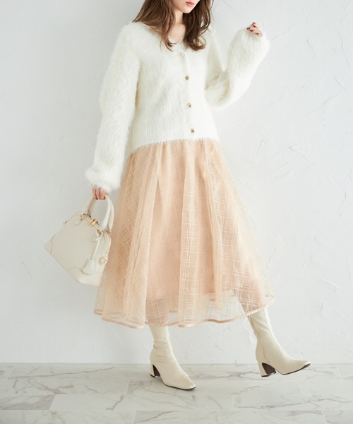 tocco closet（トッコ　クローゼット）の「ロングシャギーニットカーディガン（カーディガン/ボレロ・レディース・ピンクベージュ/グレー系その他/オフホワイト・M）」の17枚目の写真