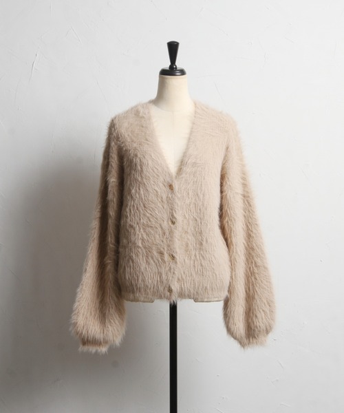 tocco closet（トッコ　クローゼット）の「ロングシャギーニットカーディガン（カーディガン/ボレロ・レディース・ピンクベージュ/グレー系その他/オフホワイト・M）」の10枚目の写真