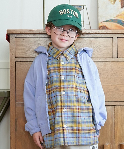 b・ROOM(ビールーム)の「【万能アイテム】ドロップシンプルジップパーカ(パーカー・キッズ・ピンク/サックスブルー/ベージュ/オレンジ/ネイビー/ミント/オートミール・150cm/110cm/120cm/100cm/140cm/130cm)」の1枚目の写真