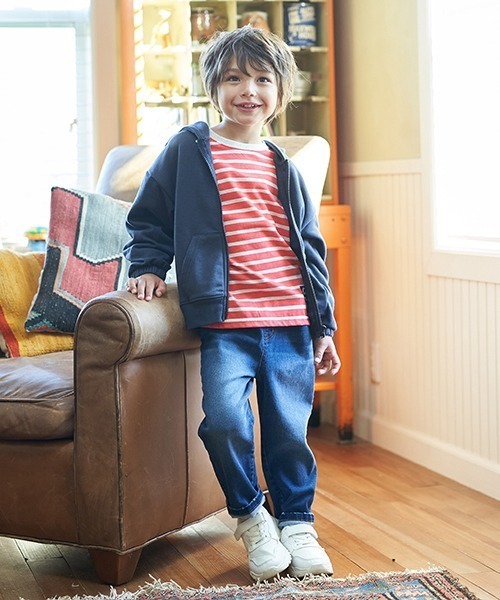 b・ROOM(ビールーム)の「【万能アイテム】ドロップシンプルジップパーカ(パーカー・キッズ・ピンク/サックスブルー/ベージュ/オレンジ/ネイビー/ミント/オートミール・150cm/110cm/120cm/100cm/140cm/130cm)」の15枚目の写真