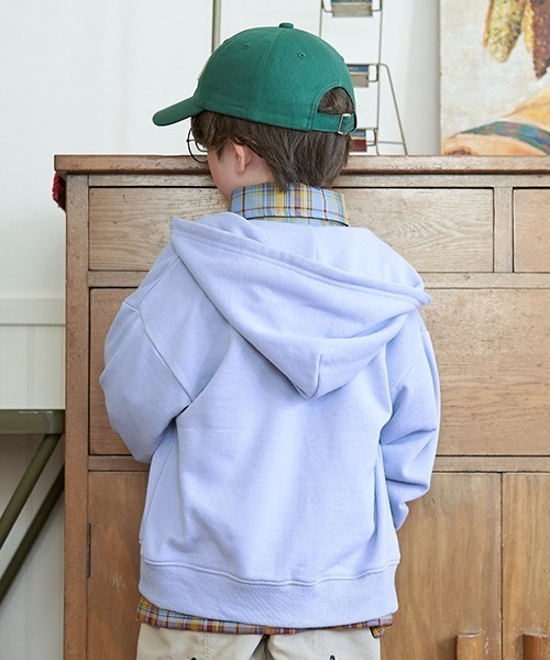 b・ROOM(ビールーム)の「【万能アイテム】ドロップシンプルジップパーカ(パーカー・キッズ・ピンク/サックスブルー/ベージュ/オレンジ/ネイビー/ミント/オートミール・150cm/110cm/120cm/100cm/140cm/130cm)」の14枚目の写真