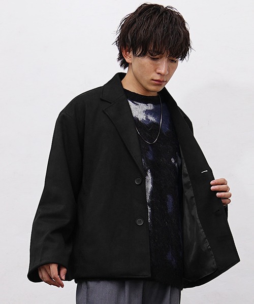 MinoriTY(マイノリティ)の「【MinoriTY】スウェードビッグスリーブテーラードジャケット オーバーサイズ ビッグシルエット ルーズフィット メンズ 春服 冬服(テーラードジャケット・メンズ・ブラック/ネイビー・S/M/L)」の4枚目の写真