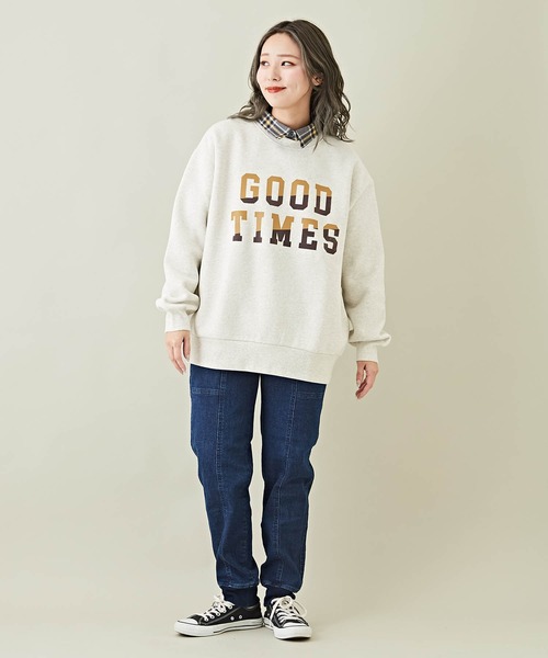 CUBE SUGAR（キューブシュガー）の「裏起毛スウェットロゴプリントプルオーバー（スウェット・レディース・ブラック/カーキ/マルチ/オートミール/レッド・M）」の20枚目の写真