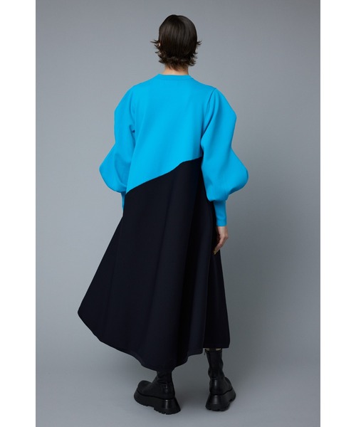 美品✨HeRIN.CYE アシンメトリーヘムニットドレス バイカラー ロング HeRIN.CYE（ヘリンドットサイ）の「Asymmetry hem knit dress