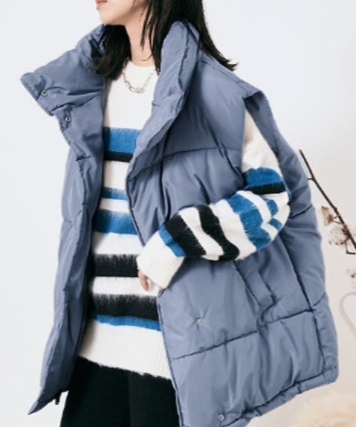 kirakiraShop(キラキラショップ)の「ファイバー ダウン オーバー ベスト(ダウンベスト・レディース・ライトグリーン/アイボリー/ピンク/ブルー/ベージュ・M)」の4枚目の写真