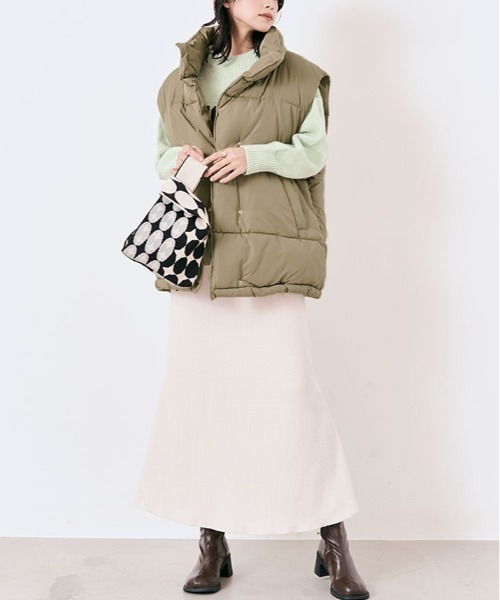 kirakiraShop(キラキラショップ)の「ファイバー ダウン オーバー ベスト(ダウンベスト・レディース・ライトグリーン/アイボリー/ピンク/ブルー/ベージュ・M)」の9枚目の写真