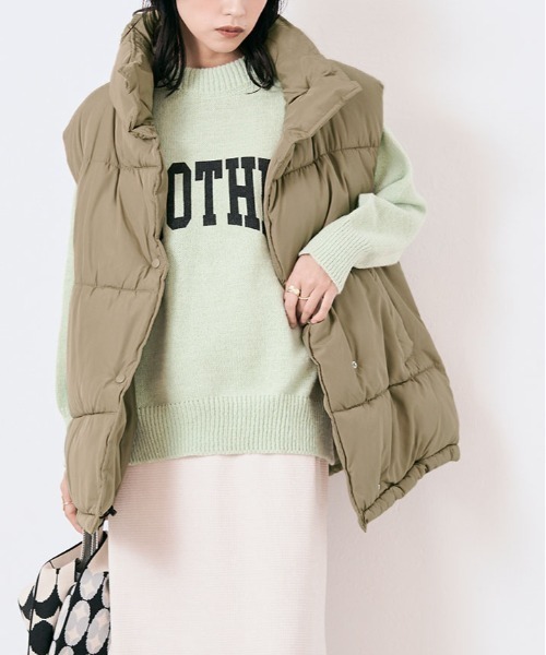 kirakiraShop(キラキラショップ)の「ファイバー ダウン オーバー ベスト(ダウンベスト・レディース・ライトグリーン/アイボリー/ピンク/ブルー/ベージュ・M)」の11枚目の写真