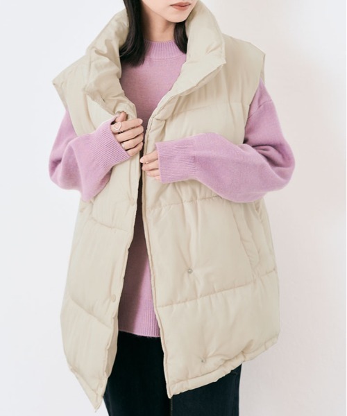 kirakiraShop(キラキラショップ)の「ファイバー ダウン オーバー ベスト(ダウンベスト・レディース・ライトグリーン/アイボリー/ピンク/ブルー/ベージュ・M)」の18枚目の写真