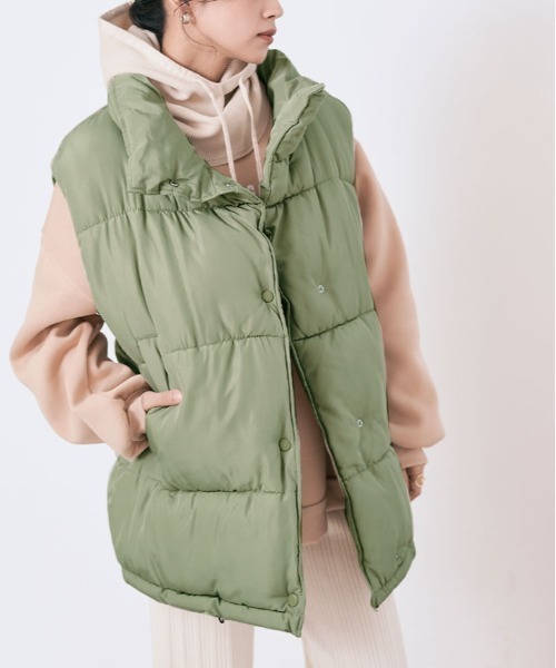 kirakiraShop(キラキラショップ)の「ファイバー ダウン オーバー ベスト(ダウンベスト・レディース・ライトグリーン/アイボリー/ピンク/ブルー/ベージュ・M)」の22枚目の写真