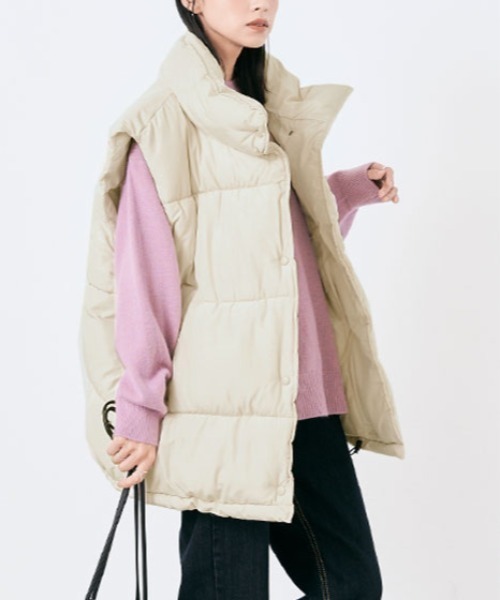 kirakiraShop(キラキラショップ)の「ファイバー ダウン オーバー ベスト(ダウンベスト・レディース・ライトグリーン/アイボリー/ピンク/ブルー/ベージュ・M)」の15枚目の写真