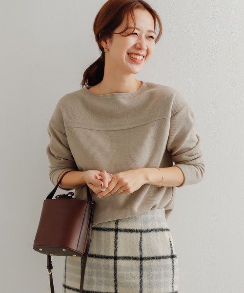 URBAN RESEARCH DOORS（アーバンリサーチドアーズ）の「ウールミックスクォーターフェイスプルオーバー（Tシャツ/カットソー・レディース・アイボリー/ネイビー/グレー系その他・MEDIUM）」の2枚目の写真