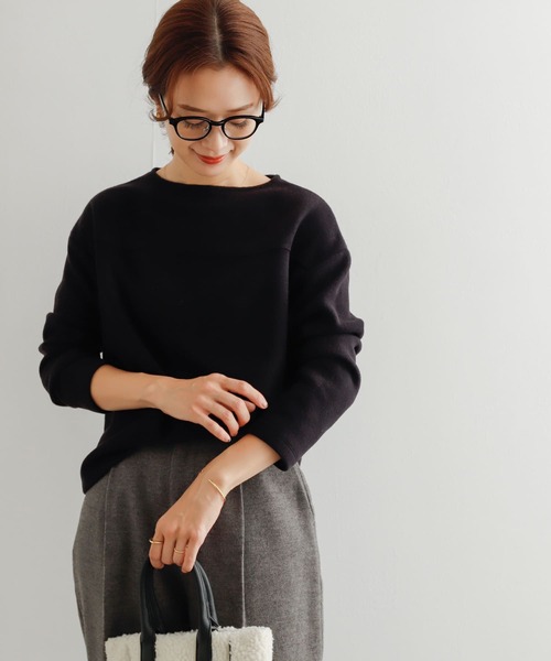 URBAN RESEARCH DOORS（アーバンリサーチドアーズ）の「ウールミックスクォーターフェイスプルオーバー（Tシャツ/カットソー・レディース・アイボリー/ネイビー/グレー系その他・MEDIUM）」の3枚目の写真