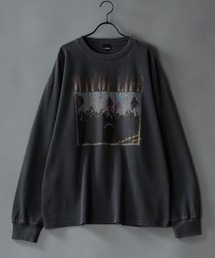 Pigment Classical Graphic T-shirt/オーバーサイズ ピグメント加工 ヴィンテージライク ロックプリント Tシャツ ロンT レディース メンズ