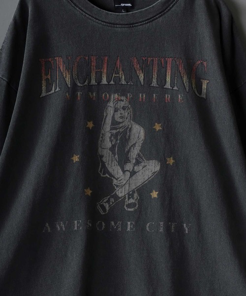 SITRY(シトリー)の「Pigment Classical Graphic T-shirt/オーバーサイズ ピグメント加工 ヴィンテージライク ロックプリント Tシャツ ロンT レディース メンズ(Tシャツ/カットソー・メンズ・グレー系その他/チャコール/グレー系その他2・M/L)」の5枚目の写真