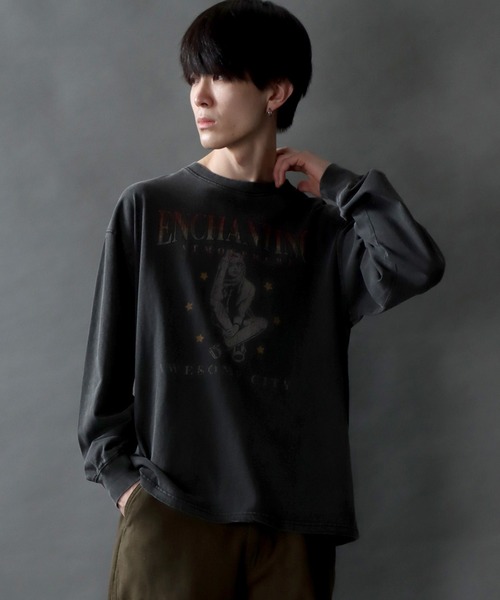 SITRY(シトリー)の「Pigment Classical Graphic T-shirt/オーバーサイズ ピグメント加工 ヴィンテージライク ロックプリント Tシャツ ロンT レディース メンズ(Tシャツ/カットソー・メンズ・グレー系その他/チャコール/グレー系その他2・M/L)」の14枚目の写真