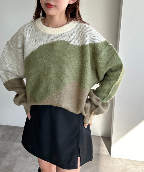 apres jour mignon（アプレジュールミニョン）の「3カラーニットプルオーバー【ZOZOTOWN限定アイテム】（ニット/セーター・レディース・グリーン系その他/パープル系その他/ピンク系その他・フリー/X-LARGE）」の14枚目の写真