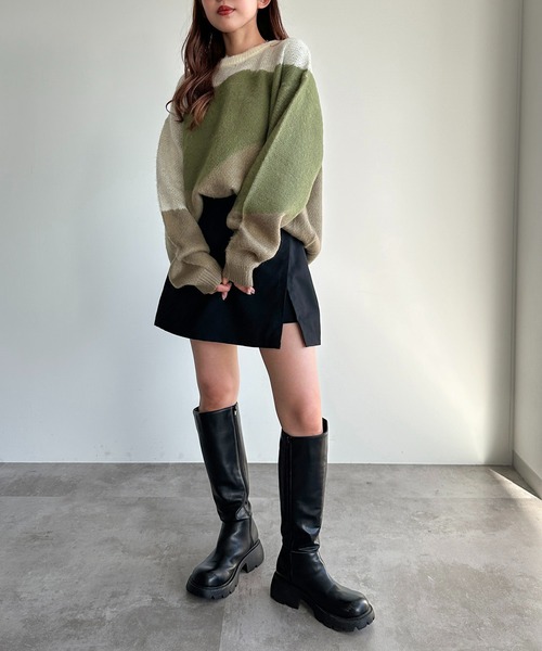apres jour mignon（アプレジュールミニョン）の「3カラーニットプルオーバー【ZOZOTOWN限定アイテム】（ニット/セーター・レディース・グリーン系その他/パープル系その他/ピンク系その他・フリー/X-LARGE）」の17枚目の写真