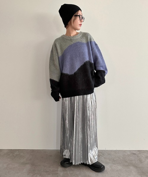 apres jour mignon（アプレジュールミニョン）の「3カラーニットプルオーバー【ZOZOTOWN限定アイテム】（ニット/セーター・レディース・グリーン系その他/パープル系その他/ピンク系その他・フリー/X-LARGE）」の10枚目の写真