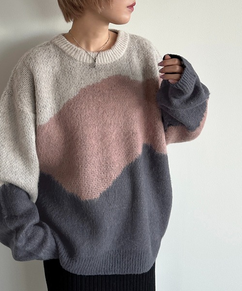 apres jour mignon（アプレジュールミニョン）の「3カラーニットプルオーバー【ZOZOTOWN限定アイテム】（ニット/セーター・レディース・グリーン系その他/パープル系その他/ピンク系その他・フリー/X-LARGE）」の13枚目の写真