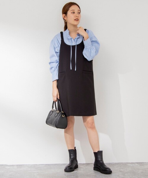 NOLLEY’S（ノーリーズ）の「ウォッシャブルミニジャンパーワンピース（ワンピース・レディース・ベージュ/ブラック・38）」の11枚目の写真