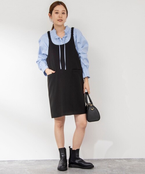 NOLLEY’S（ノーリーズ）の「ウォッシャブルミニジャンパーワンピース（ワンピース・レディース・ベージュ/ブラック・38）」の15枚目の写真
