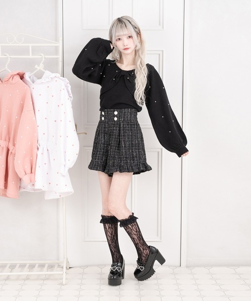Pal elfy(パルエルフィー)の「パールリボンニットプルオーバー(ニット/セーター・レディース・ピンク/ブラック/アイボリー・フリー)」の3枚目の写真