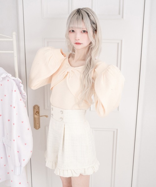 ハシゴレースアンサンブルニット｜ Pal elfy ハシゴレースアンサンブル