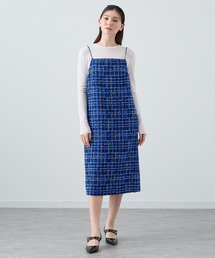 ANAYI | 【セットアップ対応商品】ブルーチェックツイードジャンスカ(ワンピース)
