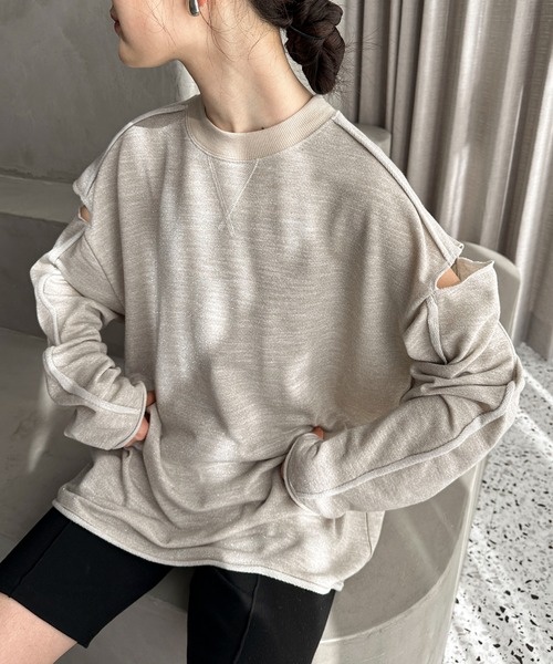 feepur（フェピュール）の「アームスリットルーズラメスウェット（スウェット・レディース・グレー/ベージュ/ネイビー・MEDIUM）」の3枚目の写真