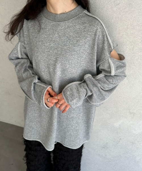 feepur（フェピュール）の「アームスリットルーズラメスウェット（スウェット・レディース・グレー/ベージュ/ネイビー・MEDIUM）」の14枚目の写真